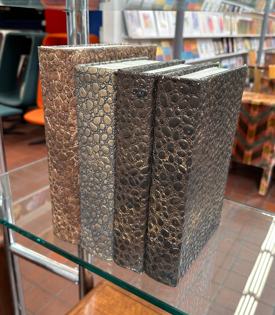 Metallic Pebbled Leather Faux Books