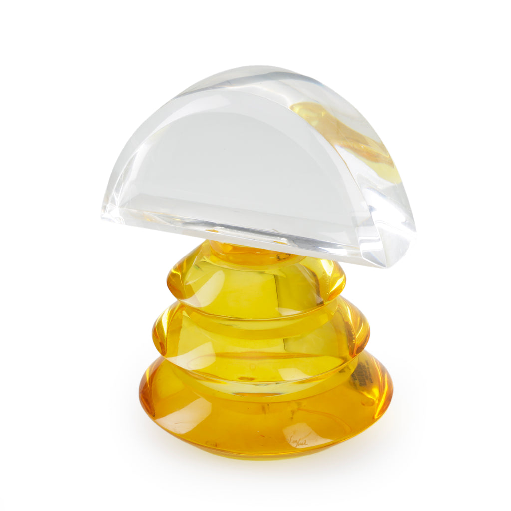 Amber and Clear Stacked Tiered Acrylic Sculpture