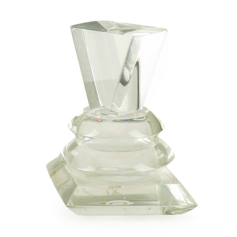 Clear Faceted Geometric Crystal Acrylic Sculpture