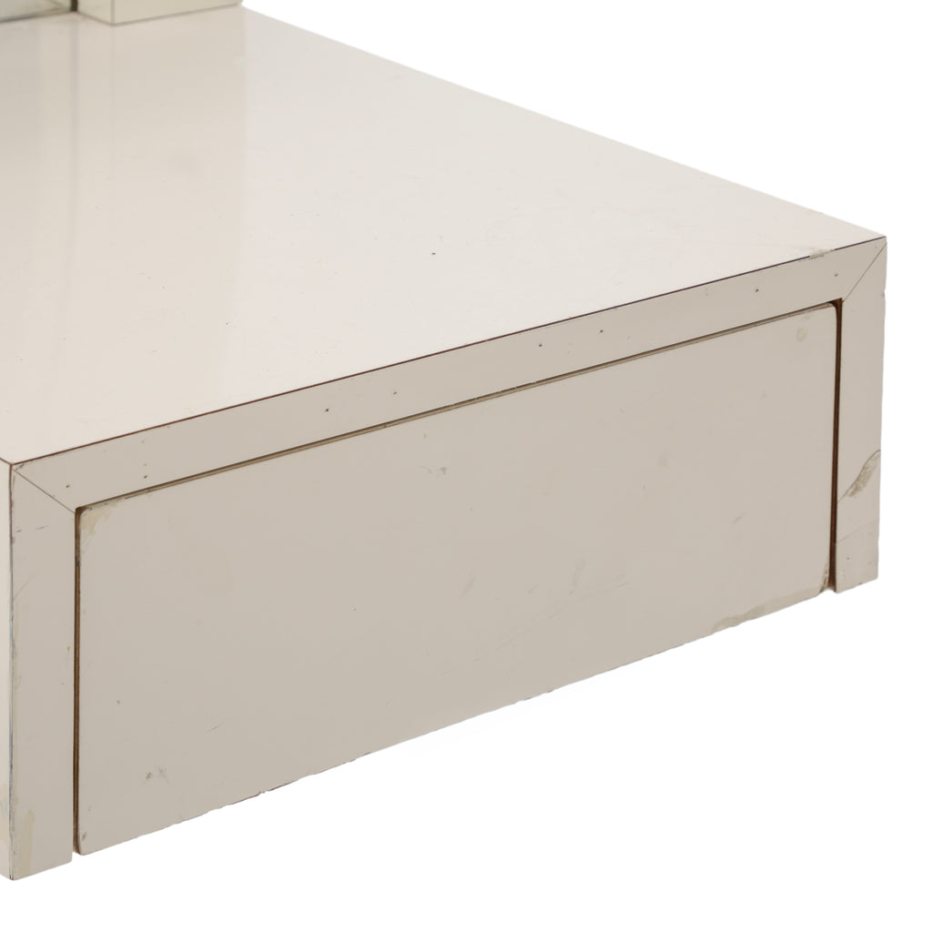 Cream Wood Hollywood Regency Makeup Vanity