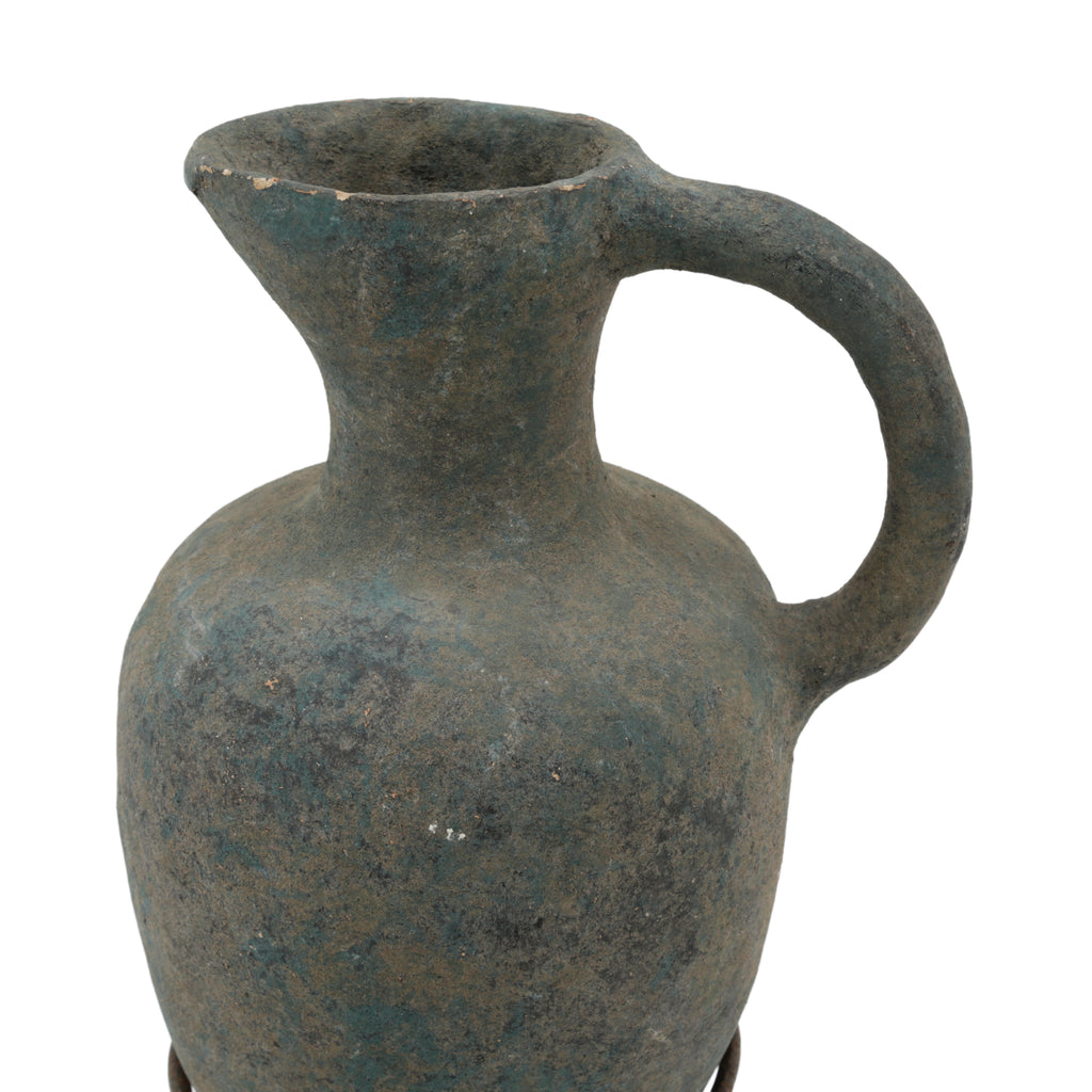 Distressed Teal Terracotta Amphora-Style Jug