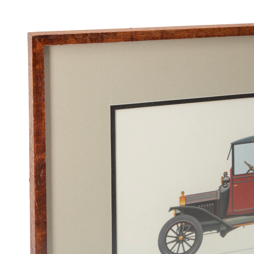 Dark Brown Wood Framed Ford 1911 (Model T) Car Painting Print