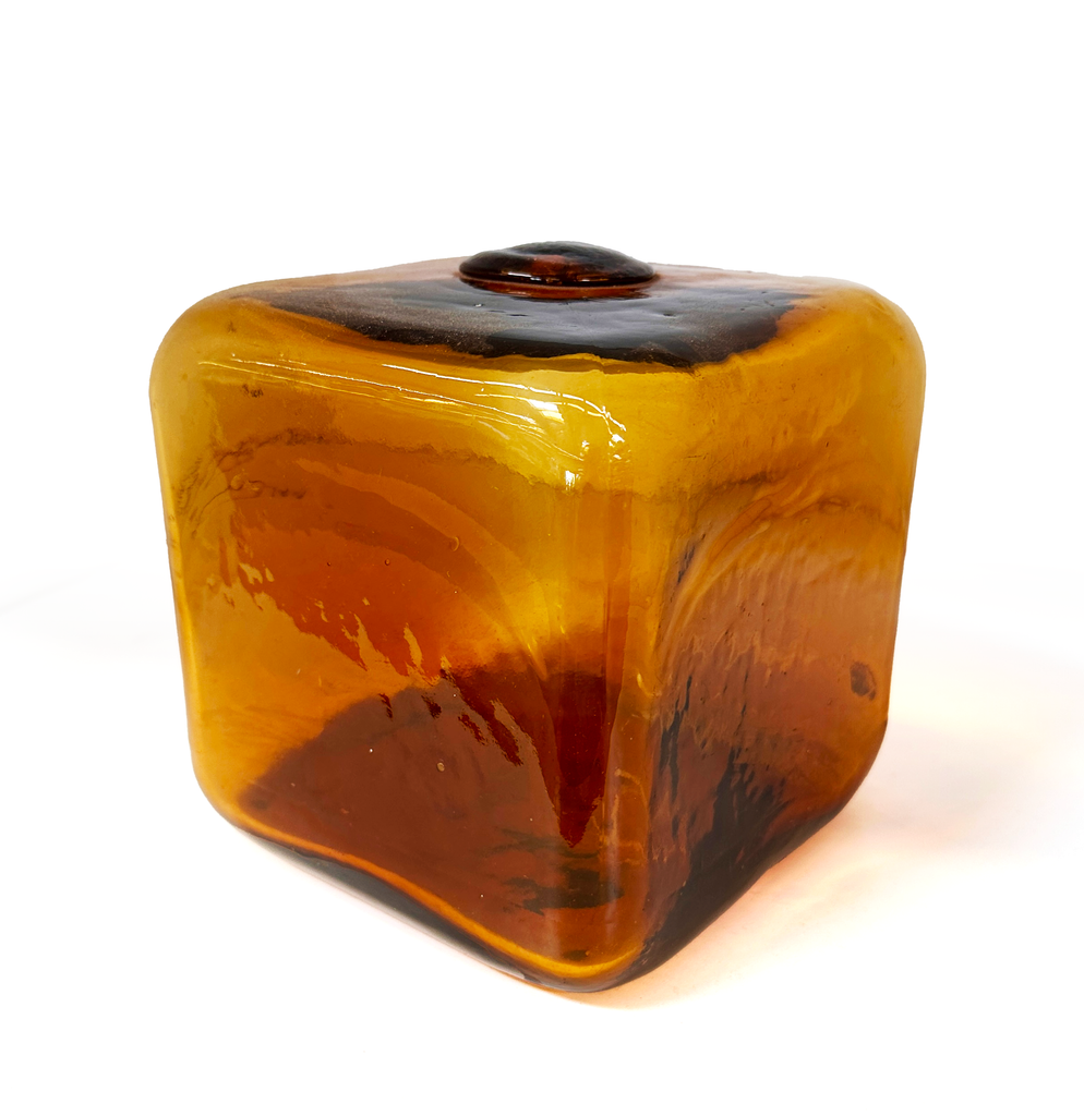 Vintage Amber Glass Cube