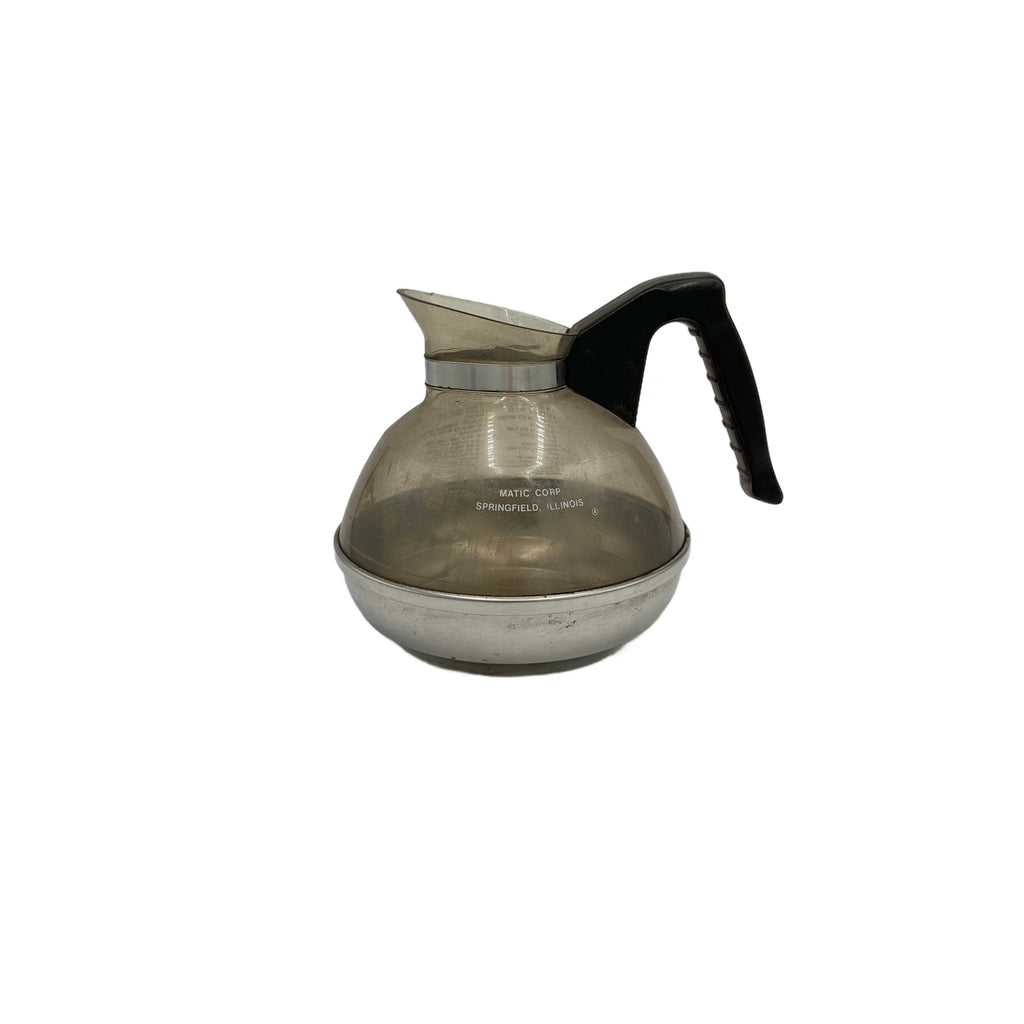 Vintage Smoky Gray Glass & Stainless Steel Coffee Pot