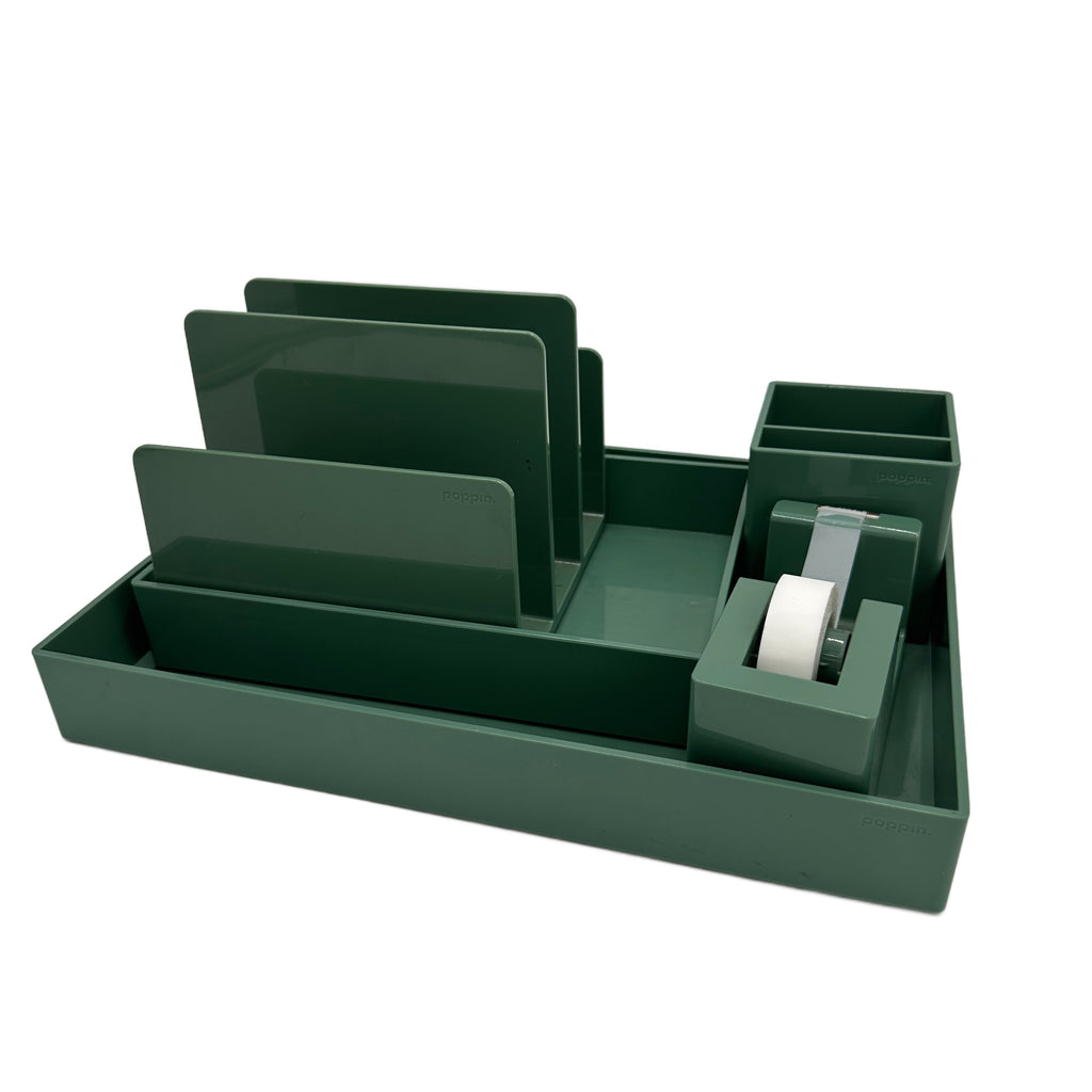 Dark Green Plastic Desk Organizer