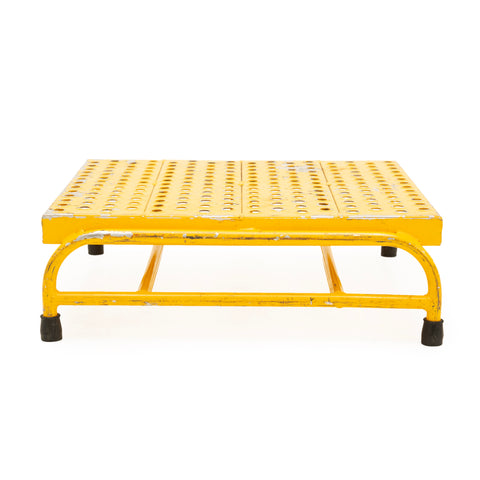 Distressed Safety Yellow Perforated Steel Step Stool