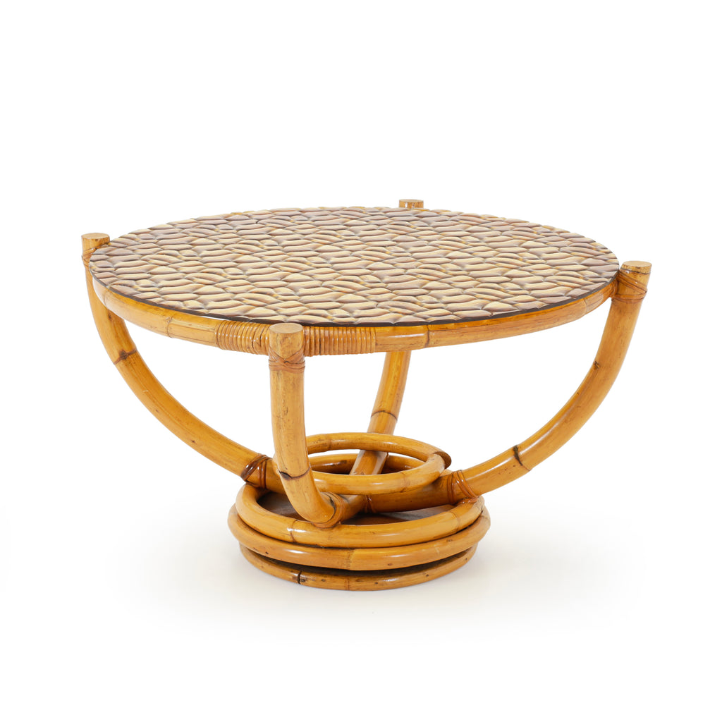 Textured Glass & Natural Bamboo Accent Table