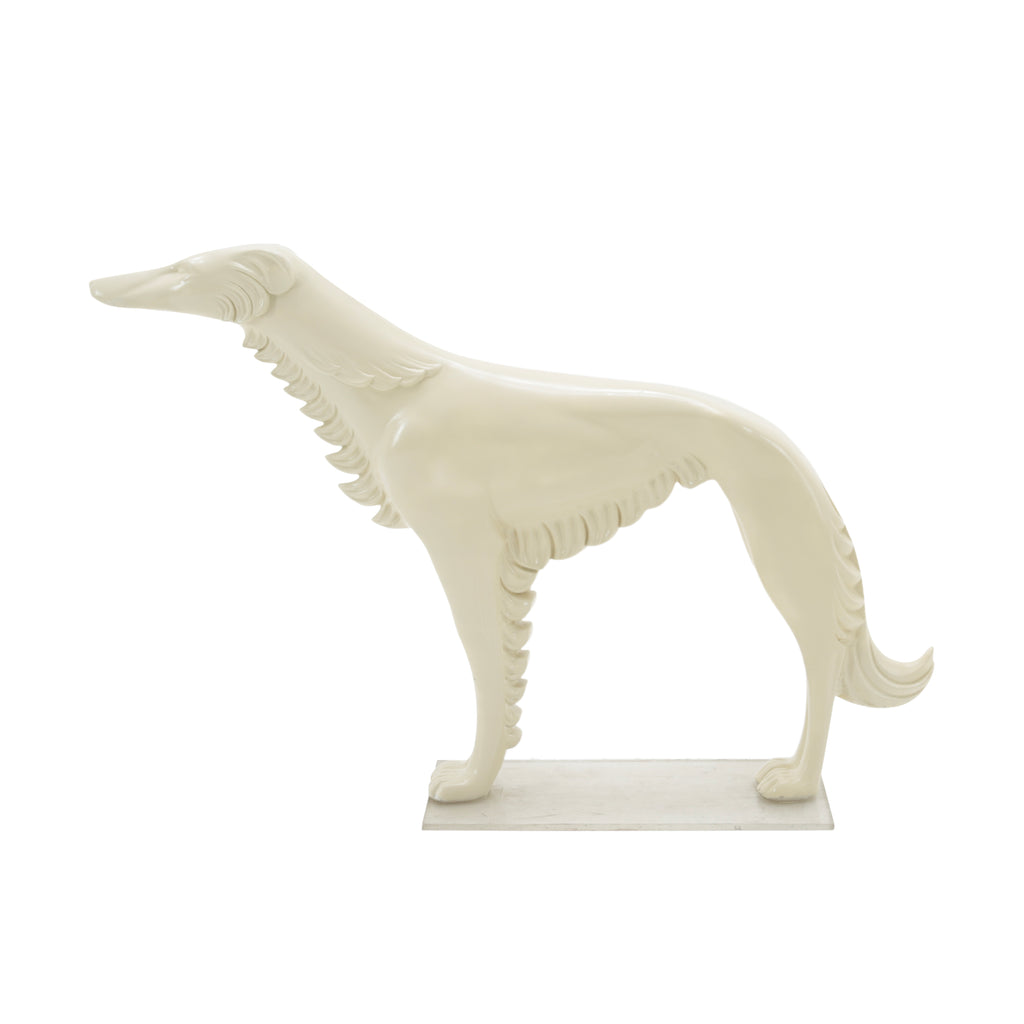 Cream Borzoi/Greyhound Dog Sculpture