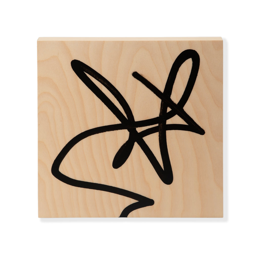 1430 (A+D) Squiggles Black on Wood B
