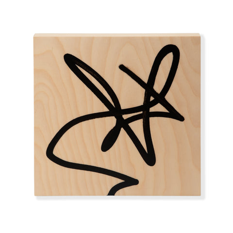 1430 (A+D) Squiggles Black on Wood B