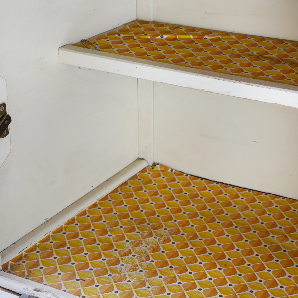 Beige and White Mid-Century Kitchen Hutch