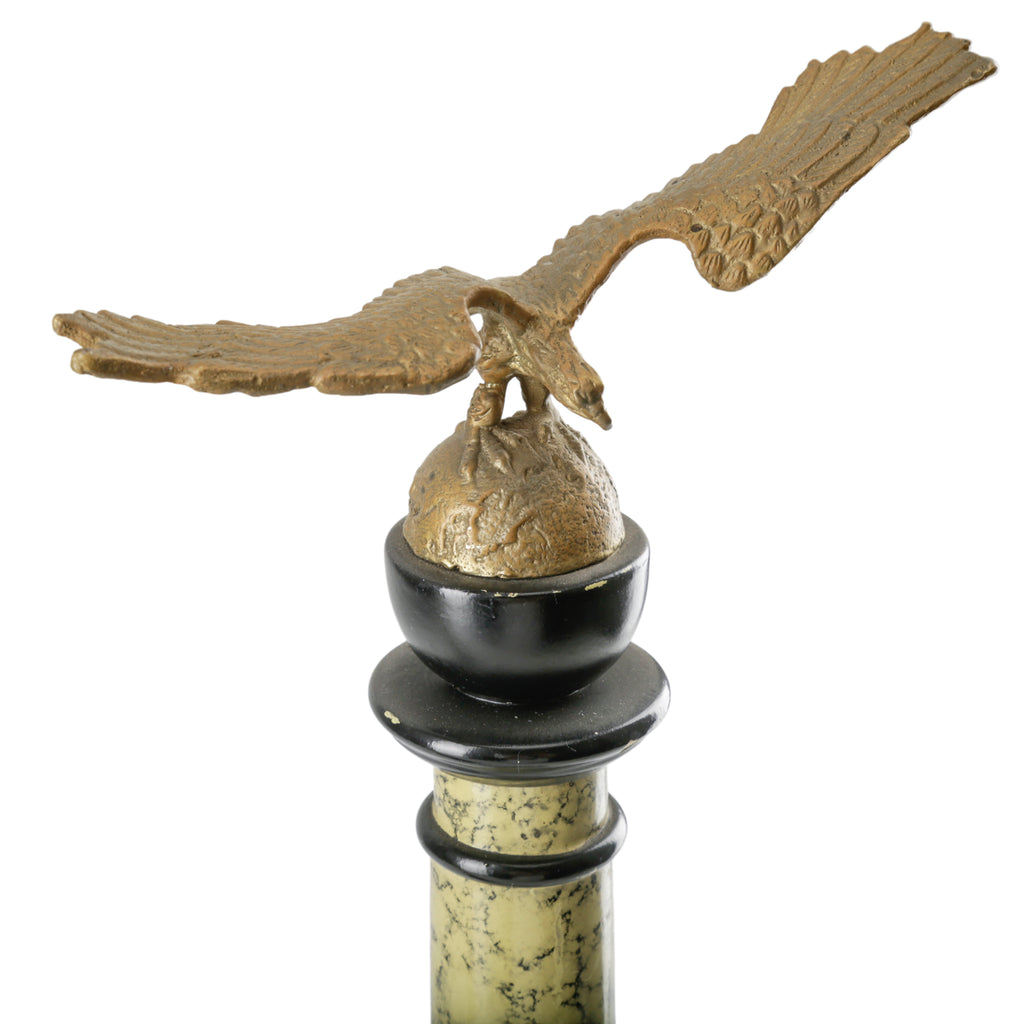 Marble and Black Decorative Pillar (Brass Eagle/Sphere)