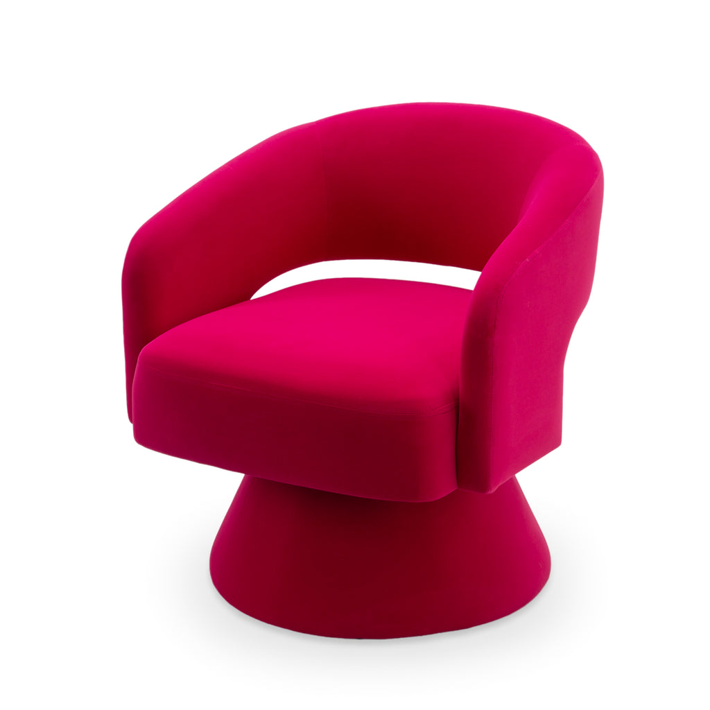 Fuchsia Swivel Barrel Accent Chair