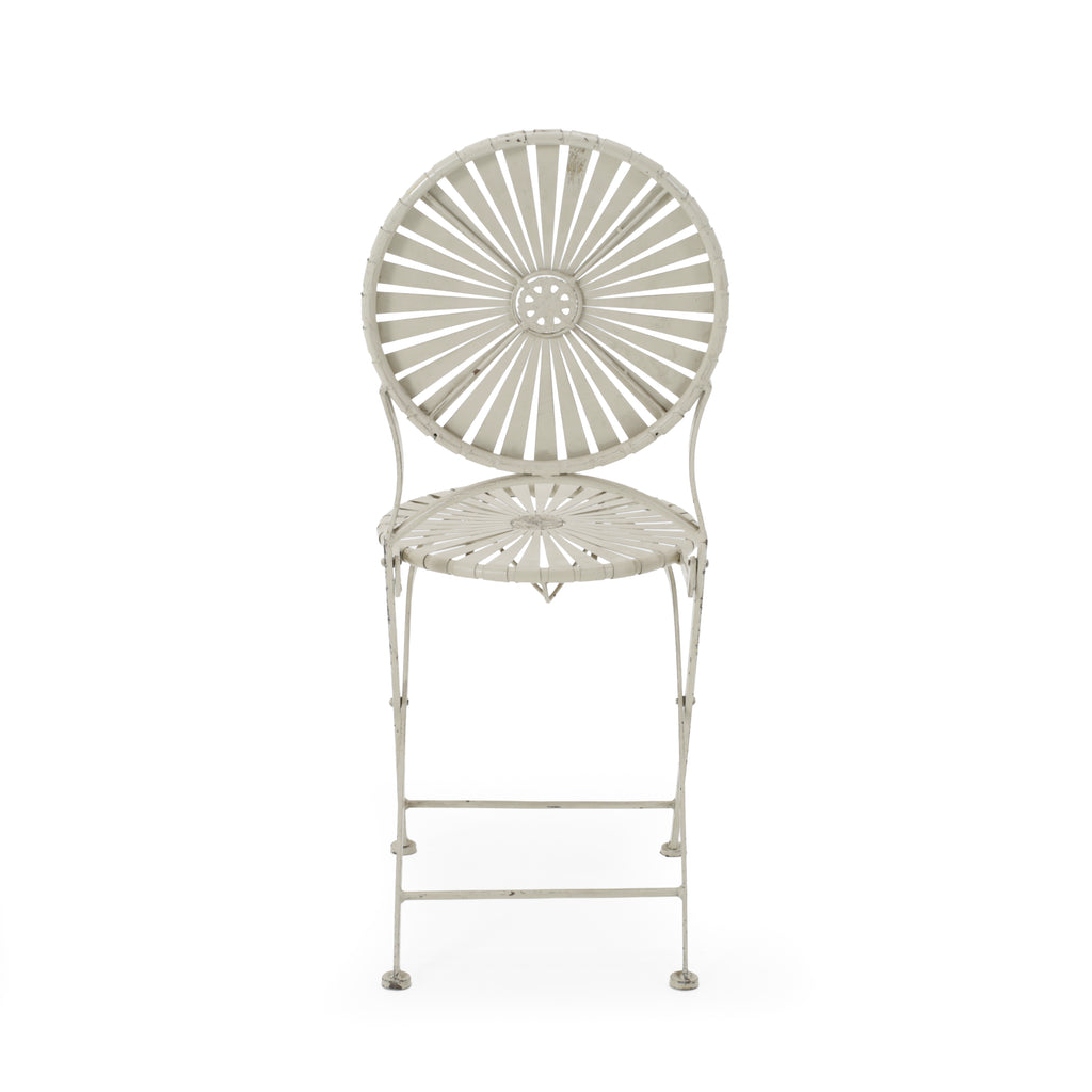 Cream Metal Folding Bistro Chair