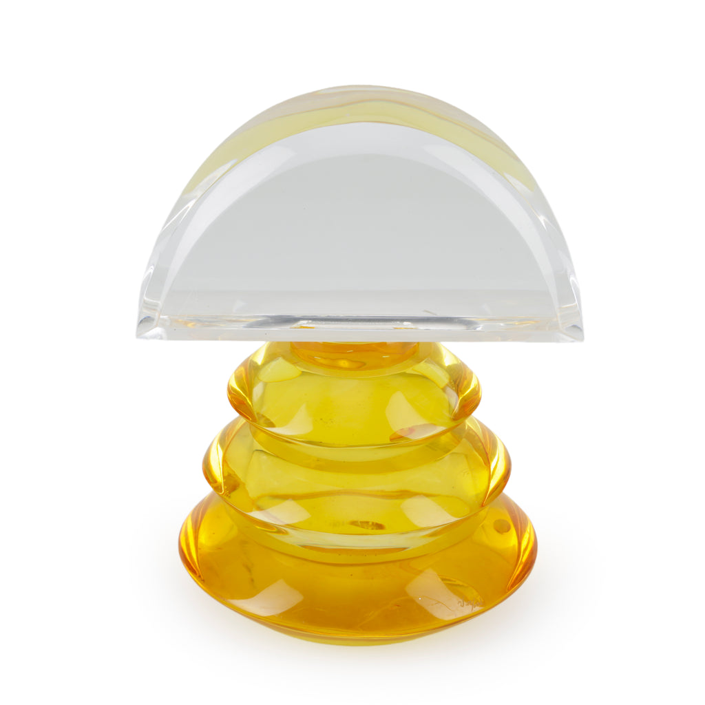 Amber and Clear Stacked Tiered Acrylic Sculpture