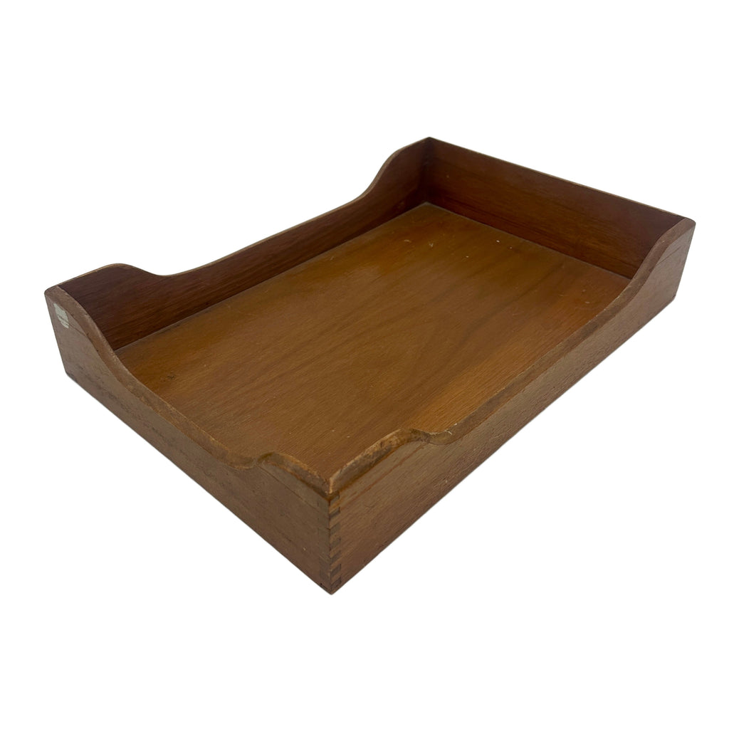 Dark Wood Desk Paper Tray with Dovetail Joints