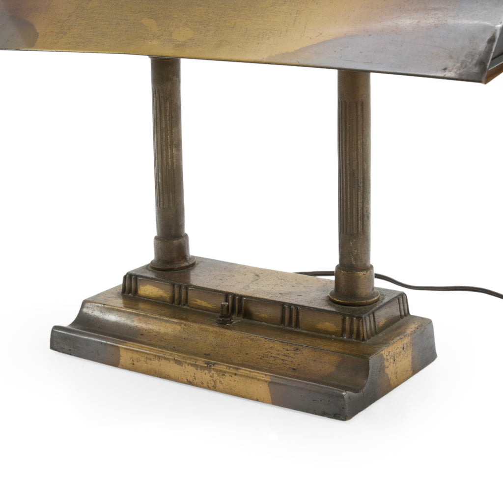 Tarnished Brass Banker's Desk Lamp