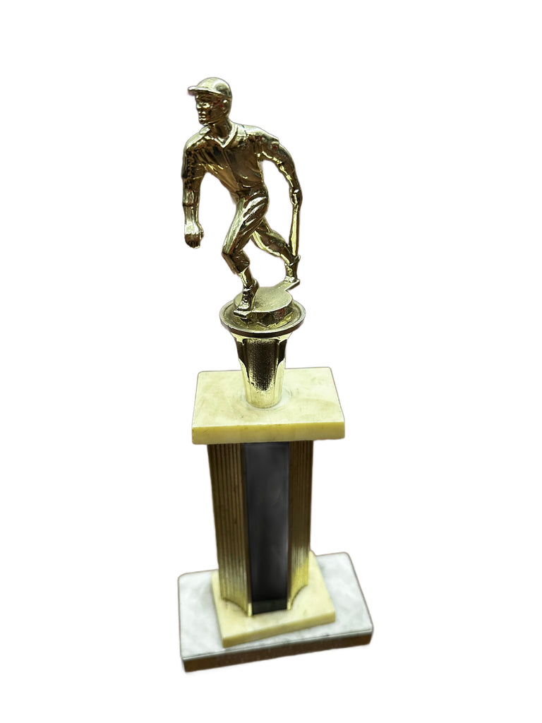Gold Baseball Player Trophy with Faux Marble Base