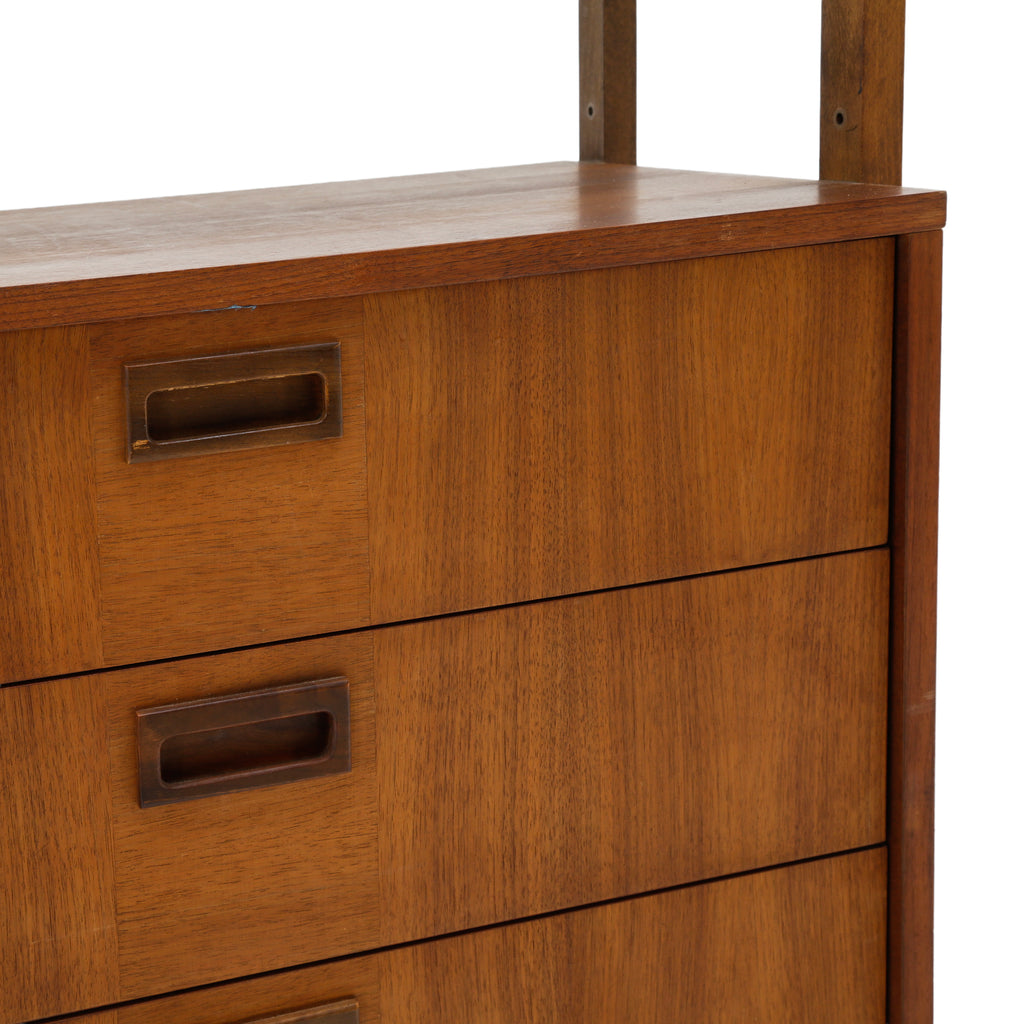 Wood Bookcase with Sliding Cabinet and Drawers