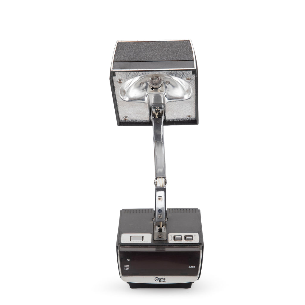 Black & Wood Grain Desk Lamp with Alarm Clock