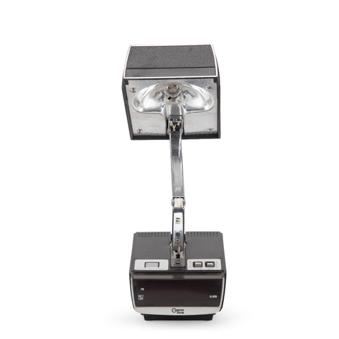 Black & Wood Grain Desk Lamp with Alarm Clock