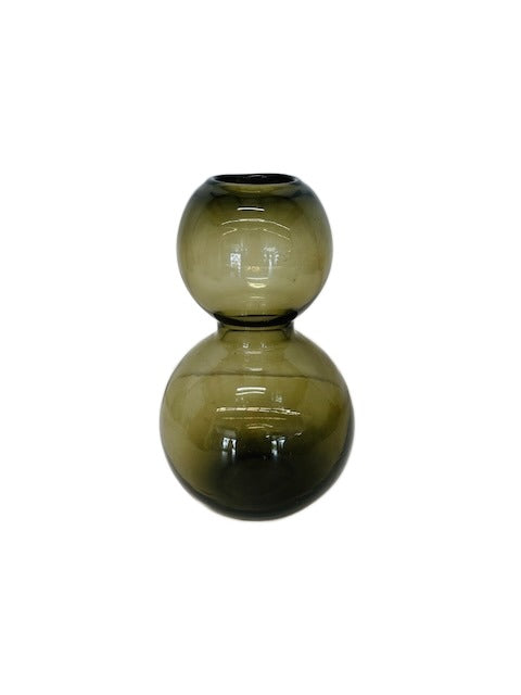 Dark Olive Blown Glass Sphere Vase