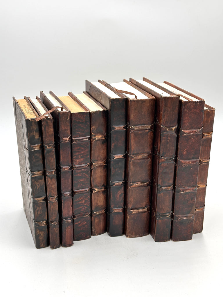 Dark Brown Faux Leather Decorative Books (Set of 10)