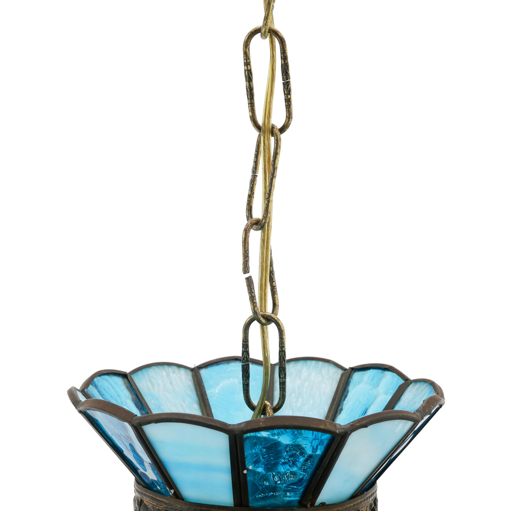 Blue Tiffany-Style Stained Glass Pendant Light