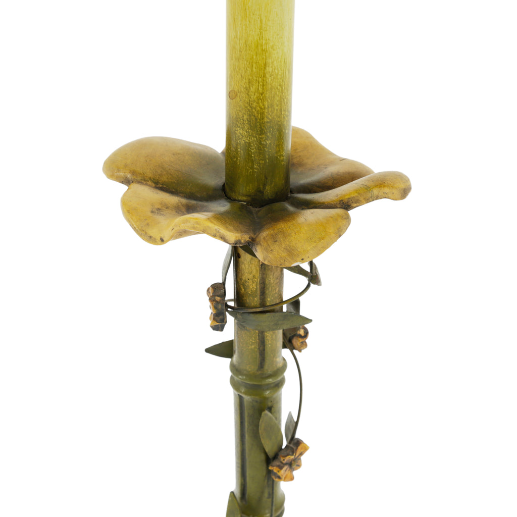Olive Green & Gold Botanical Metal Table Lamp