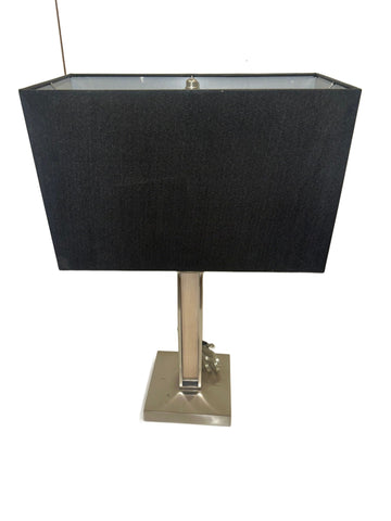 Silver Base Table Lamp with Wood Accent