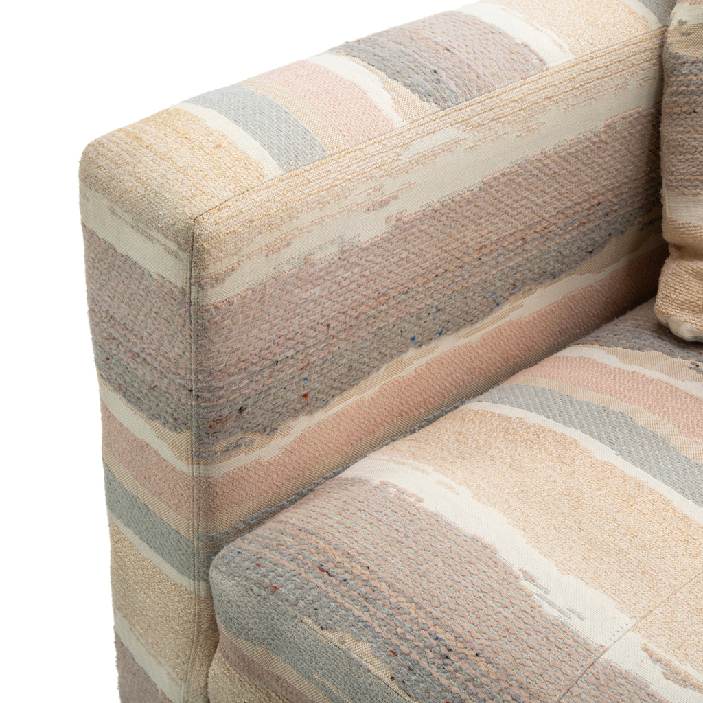 Vintage Multi-Tone Striped Upholstered Sofa