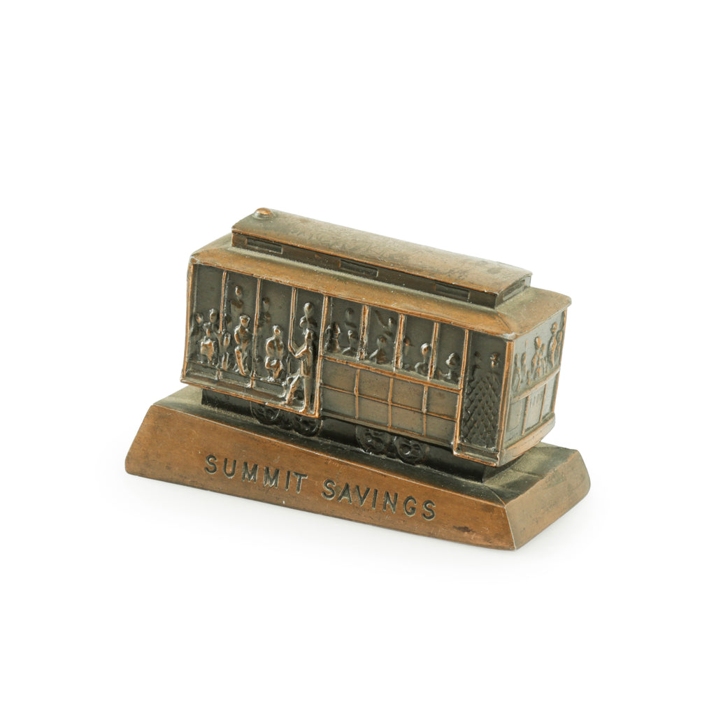 Bronze-Tone Metal Streetcar Figurine Coin Bank