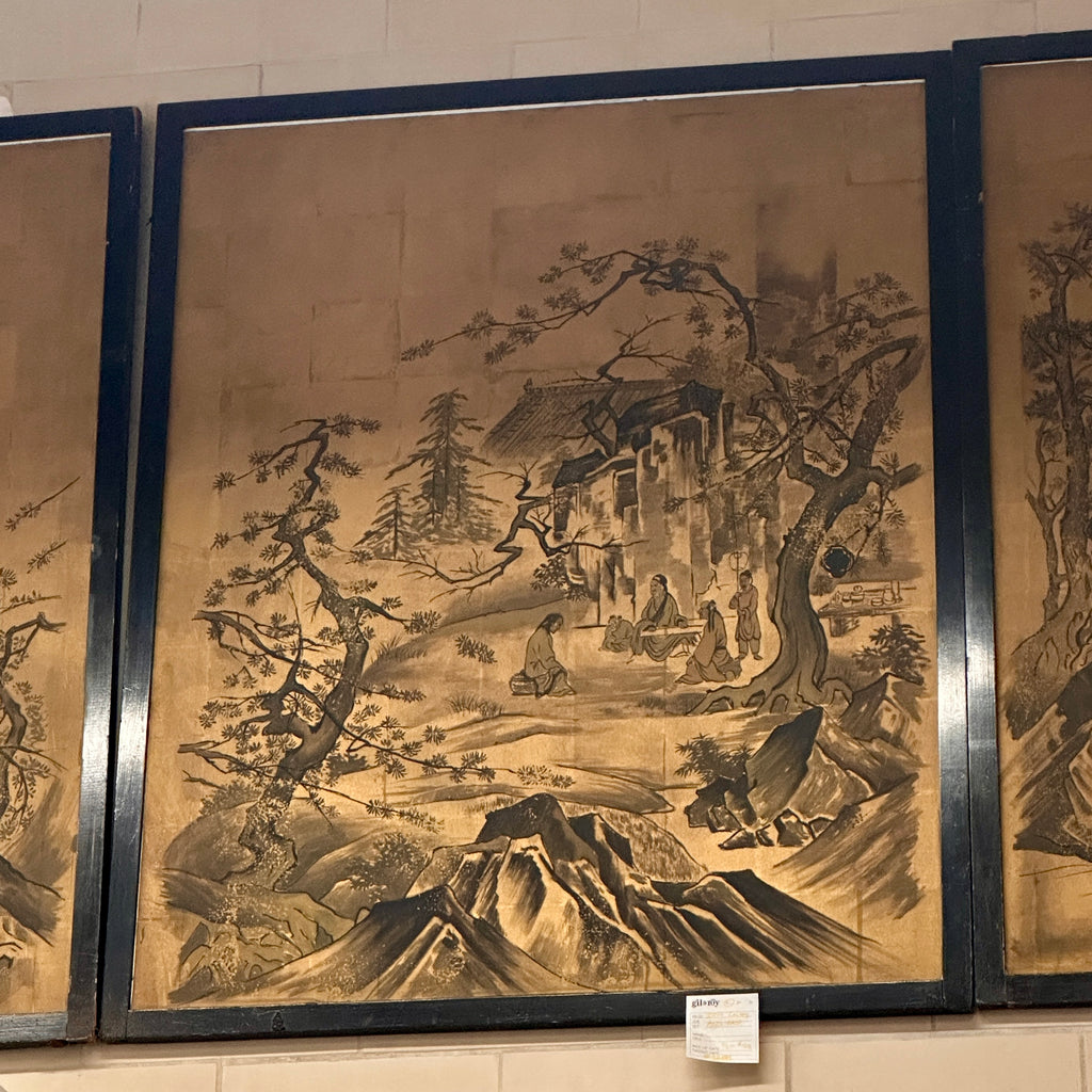 Large Framed Japanese Ink Wash Landscape #2