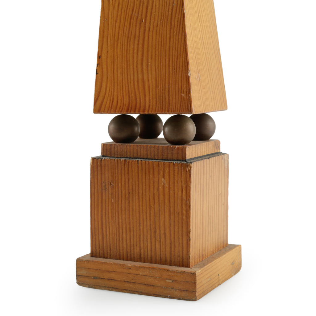Wood Obelisk with Dark Spherical Accents