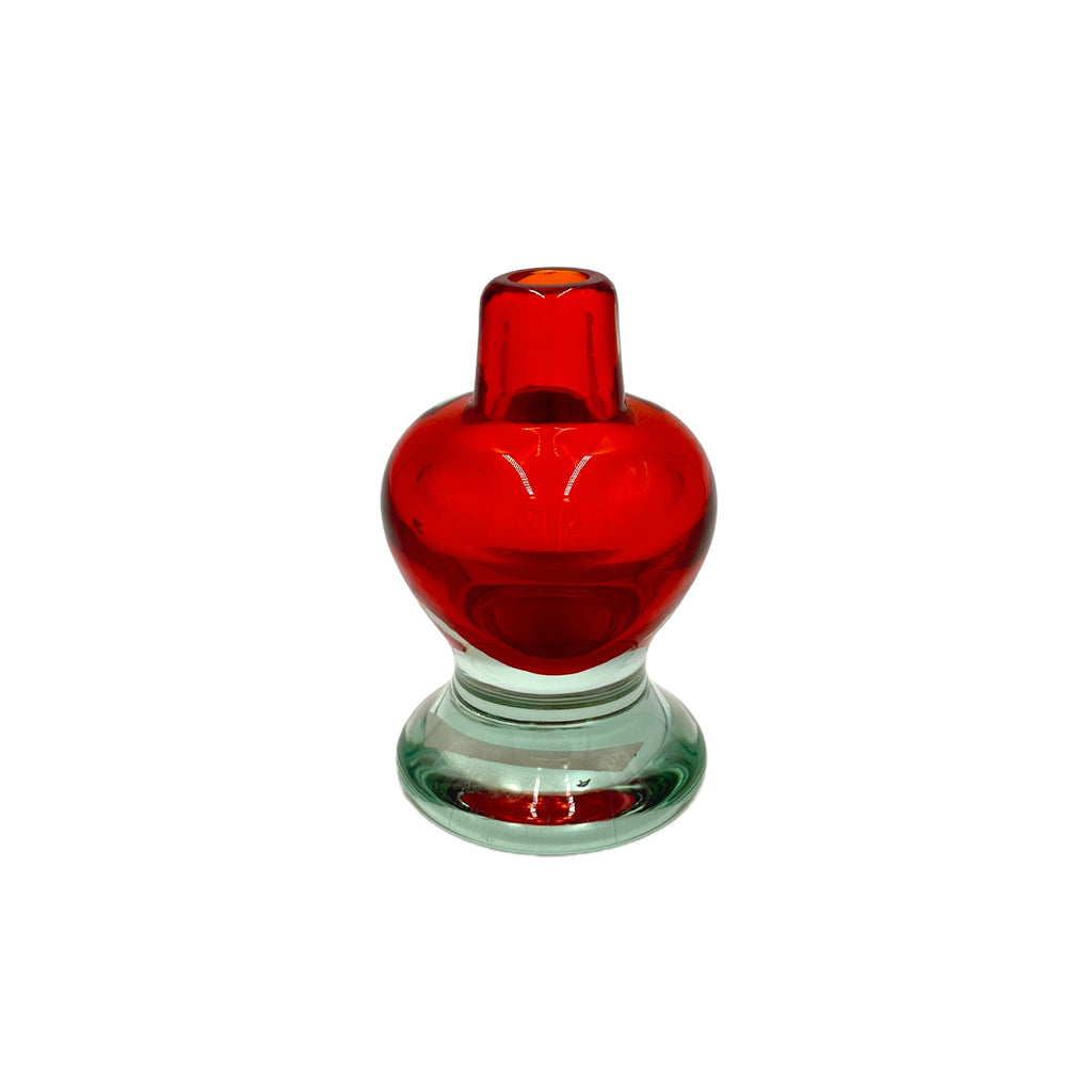 Red and Clear Glass Bulbous Vase