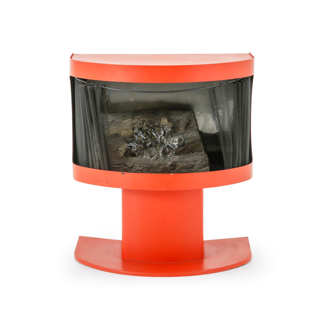 Orange Metal Fireplace with Chain Mesh Curtain