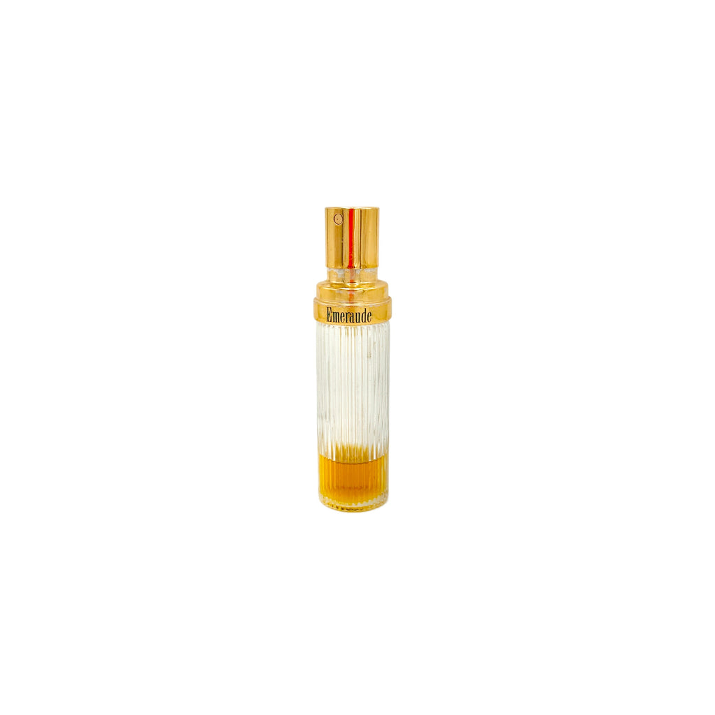 Vintage Gold Ribbed Glass Emeraude Perfume Bottle