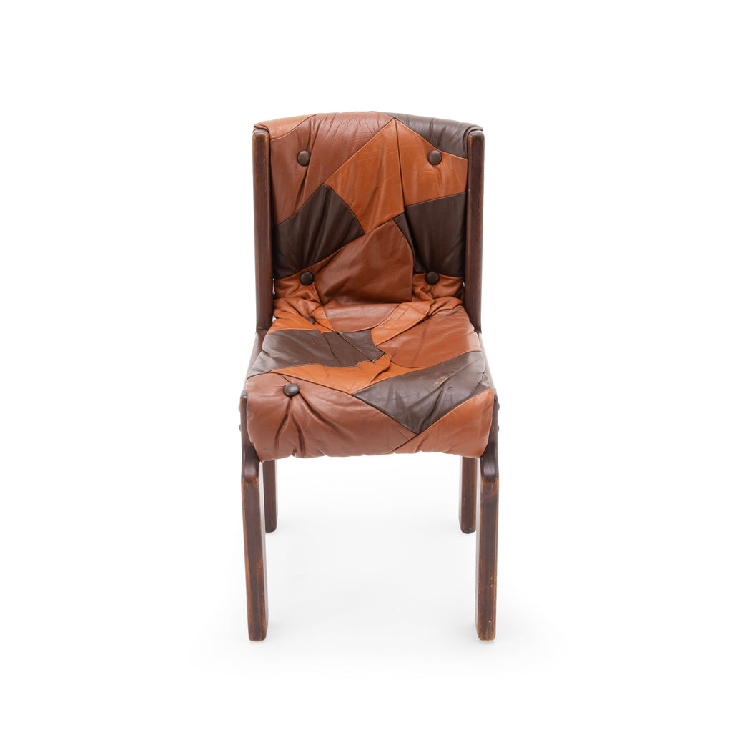 Two-Tone Patchwork Leather Tufted Armchair