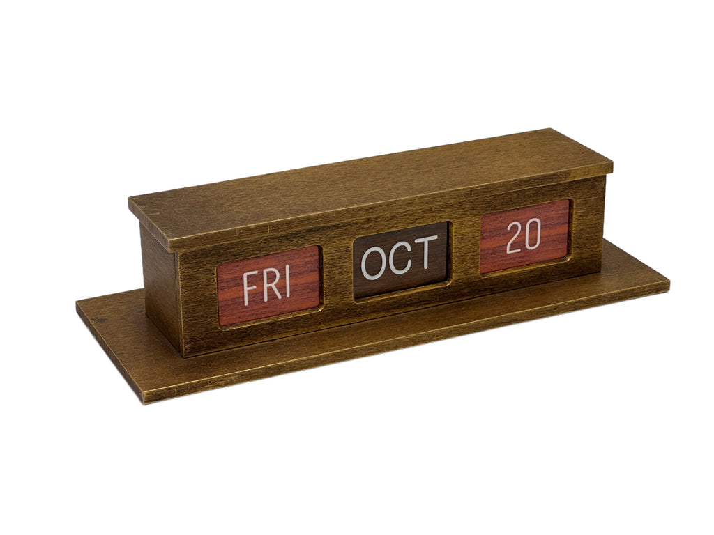 Dark Wood Perpetual Desk Calendar
