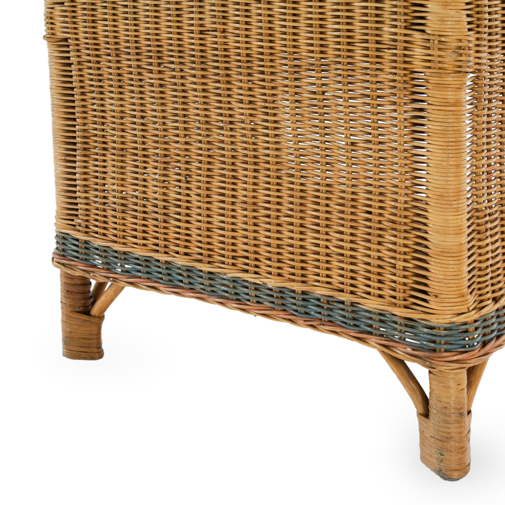 Rattan Square End Tables with Sage Green Accents