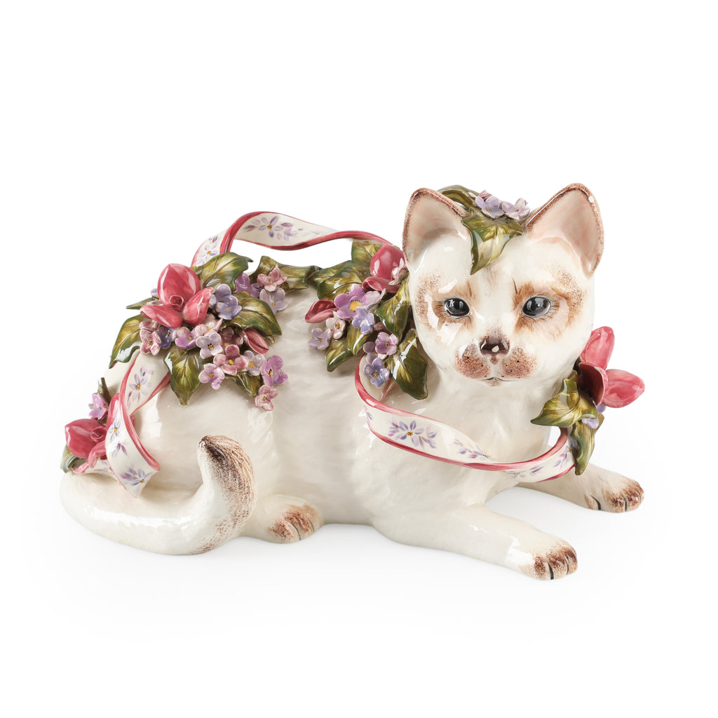 Cream Ceramic Decorative Cat Figurine