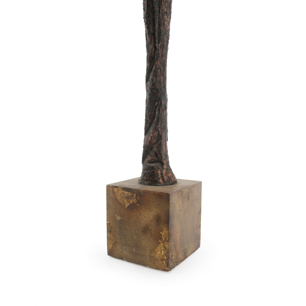 Bronze Brutalist Humanoid Sculpture with Bowl