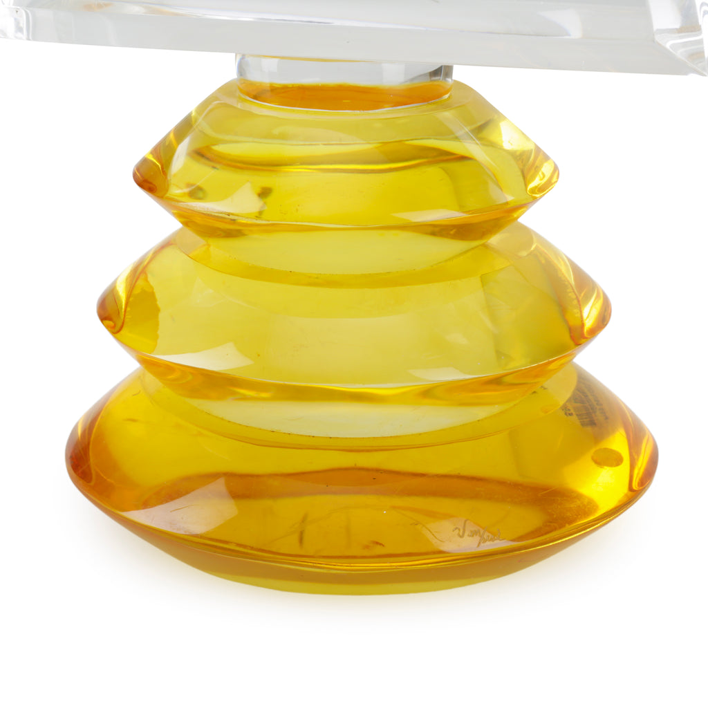 Amber and Clear Stacked Tiered Acrylic Sculpture