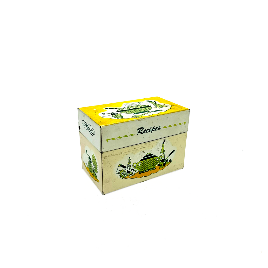 Cream and Yellow Metal Recipe Box