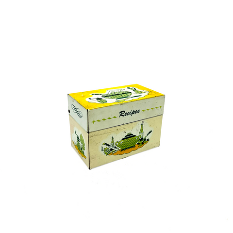 Cream and Yellow Metal Recipe Box