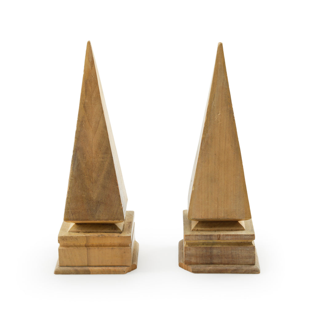 Natural Wood Pyramids with Tiered Bases