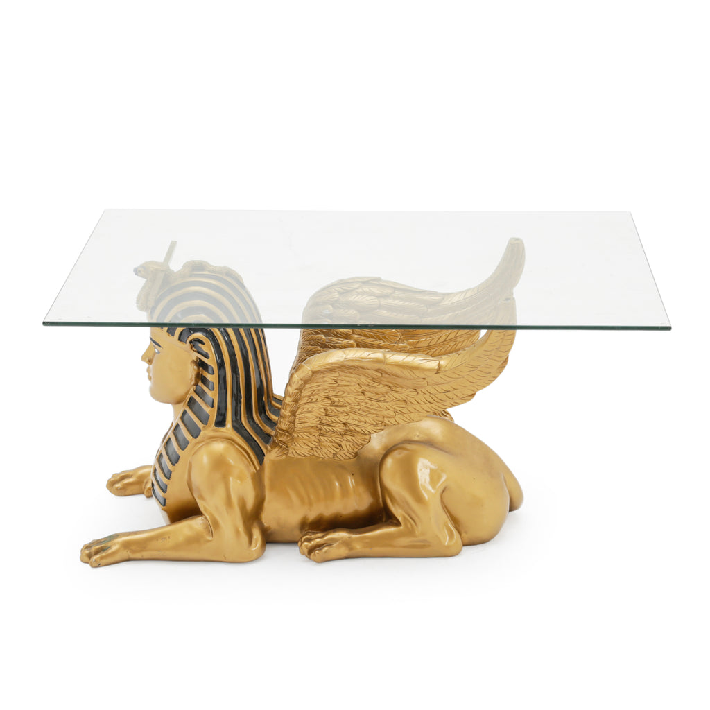 Golden Winged Sphinx Glass Coffee Table