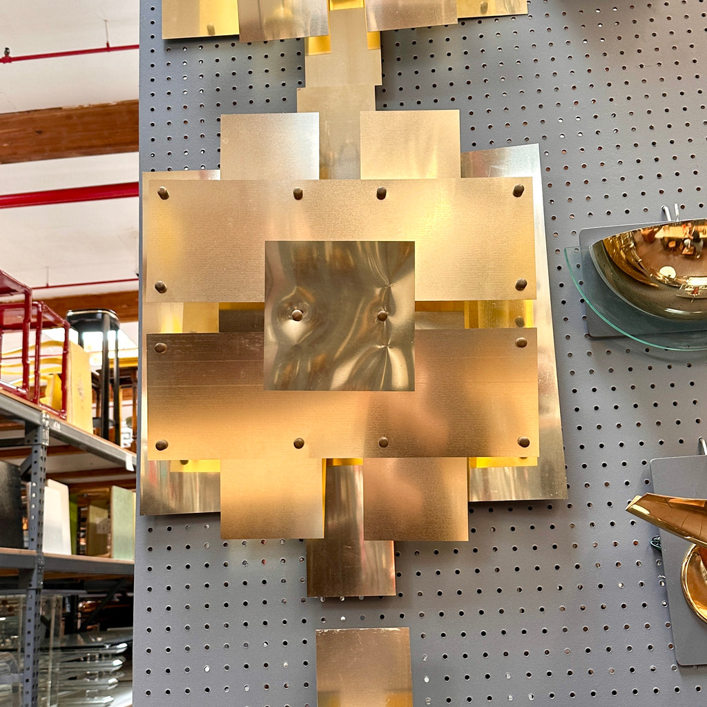 Gold Brass Layered Square Sconce