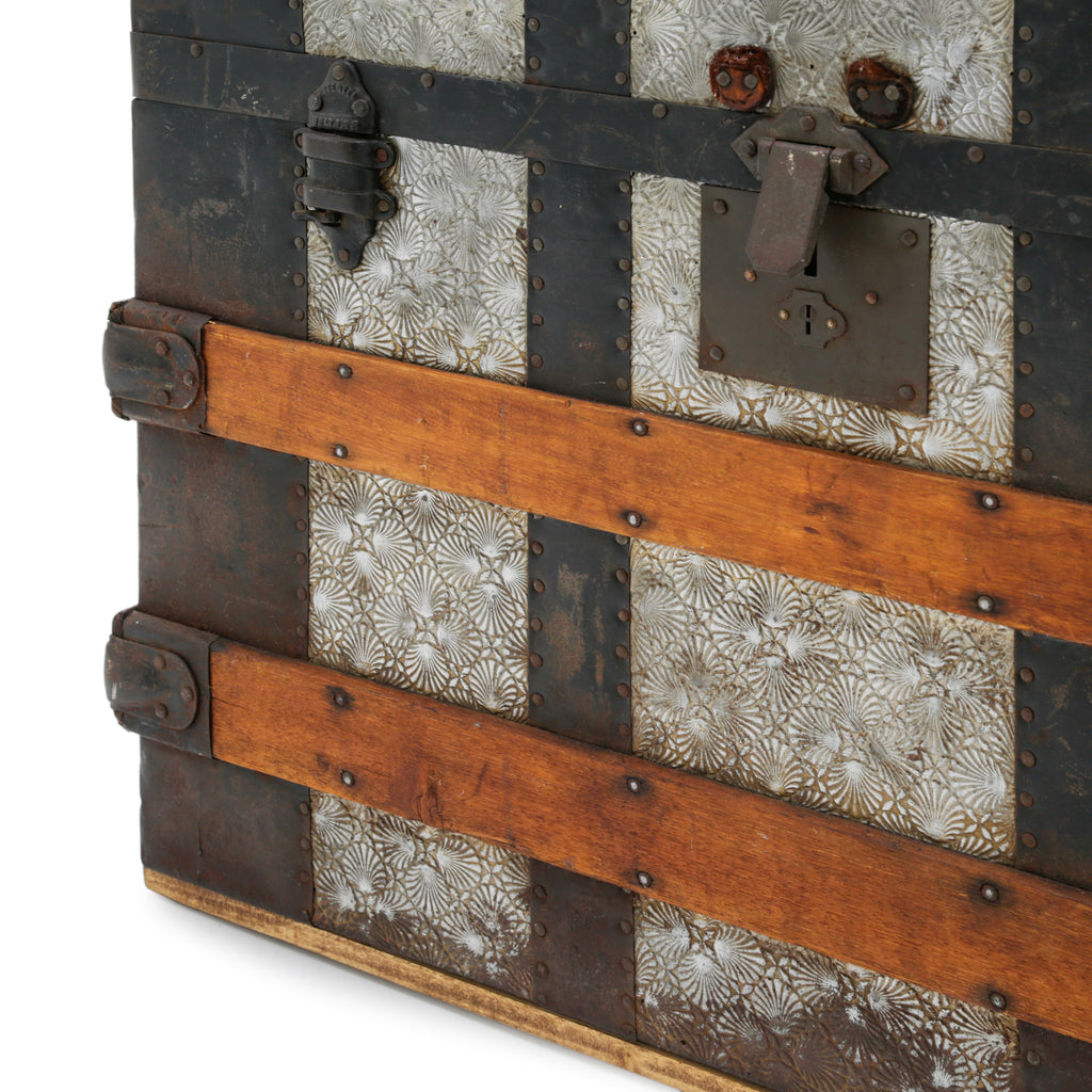 Dome Top Wood and Metal Trunk