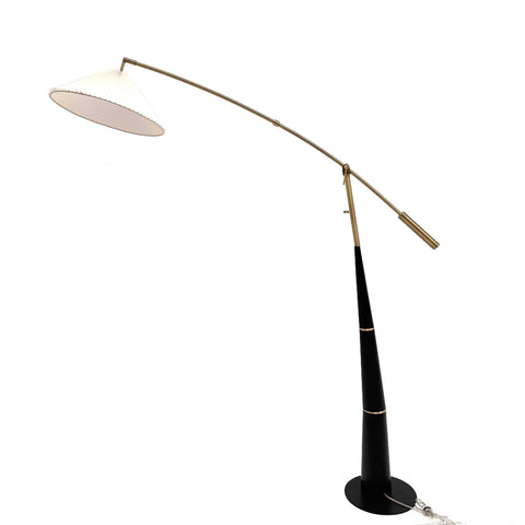 Black & Gold Mid-Century Arc Floor Lamp